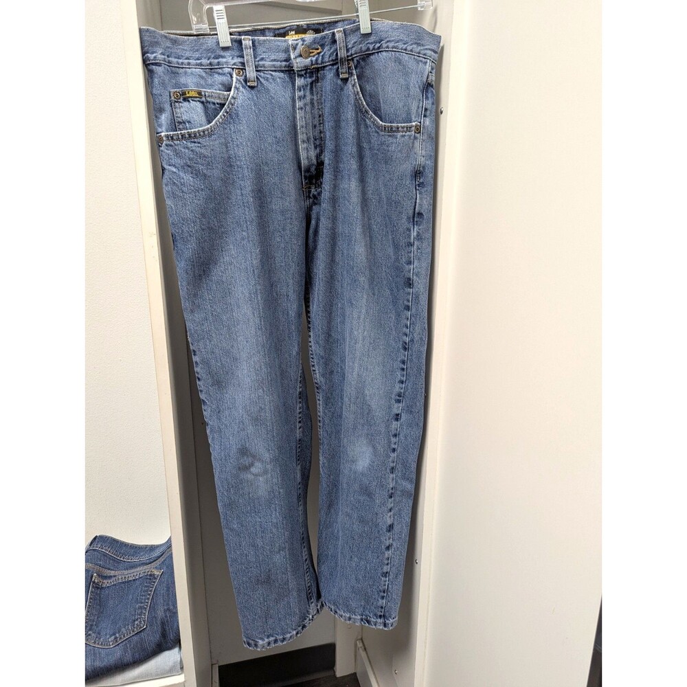 VTG Lee Mens Jeans Classic Stone Regular Fit Straight Leg Denim 34X30 Y2K 90s 80